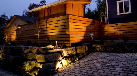 Title Garden lighting installation in Oakville Ontario
